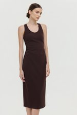 NOELIA HALTER NECK RUCHED MIDI DRESS