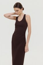 NOELIA HALTER NECK RUCHED MIDI DRESS