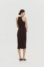 NOELIA HALTER NECK RUCHED MIDI DRESS
