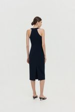NOELIA HALTER NECK RUCHED MIDI DRESS