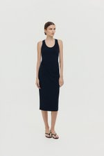 NOELIA HALTER NECK RUCHED MIDI DRESS