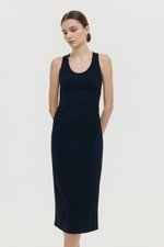 NOELIA HALTER NECK RUCHED MIDI DRESS