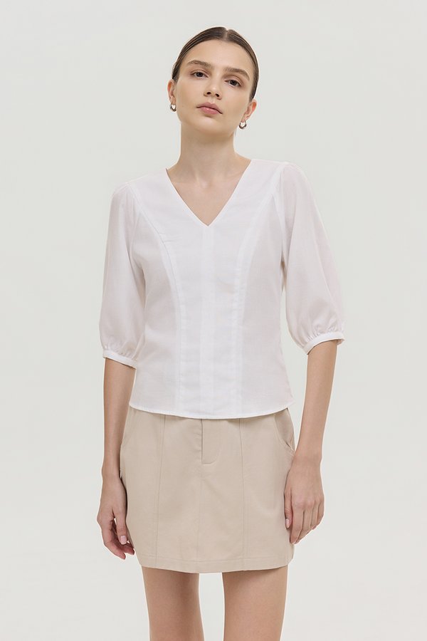*PREORDER* MIRANA PANELLED SLEEVED LINEN TOP