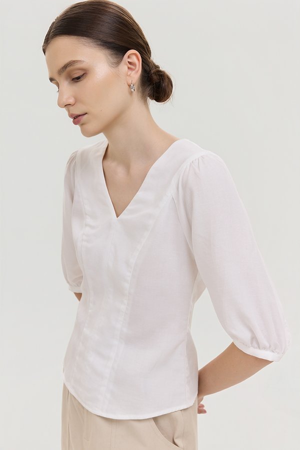 *PREORDER* MIRANA PANELLED SLEEVED LINEN TOP