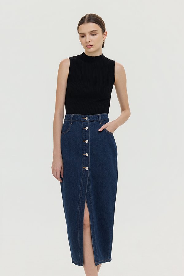 MARC BUTTONDOWN DENIM MIDI SKIRT