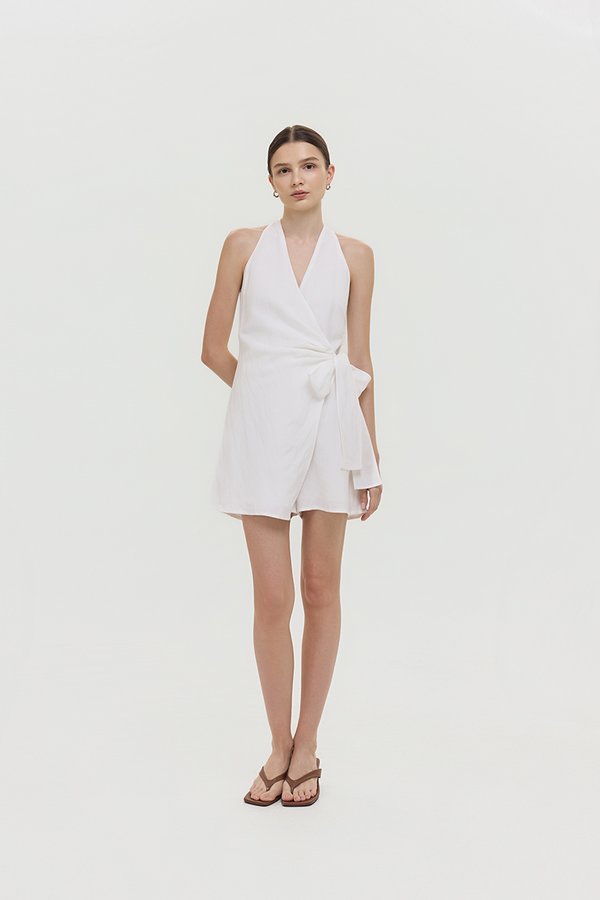 KARLYN LINEN WRAP ROMPER