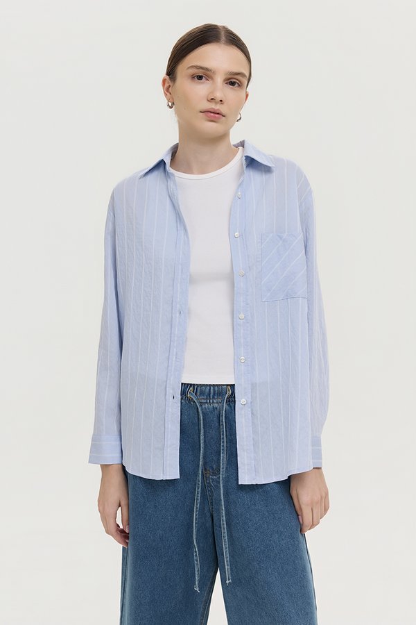 ZELDA OVERSIZED STRIPED POCKET SHIRT