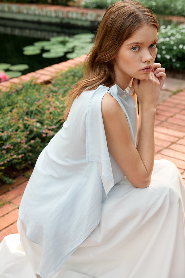 IMAYA DRAPED LINEN TOP