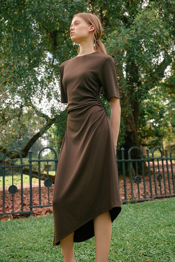 OLESYA RUCHED WAIST TEE DRESS
