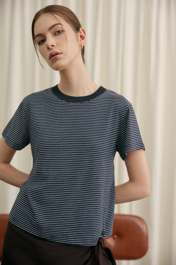 HANES STRIPED COTTON TEE