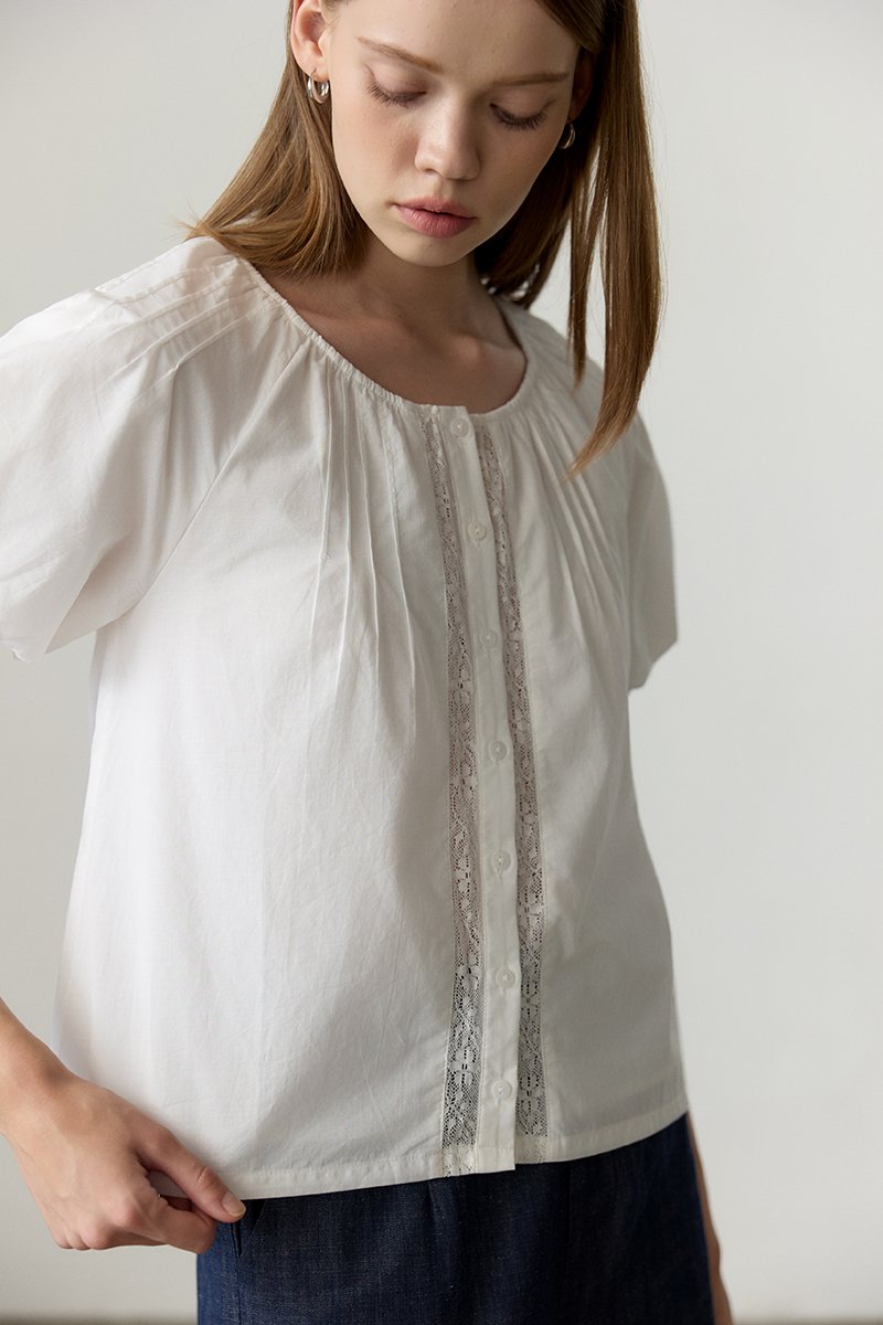 DYLIE COTTON LACE TRIM TOP