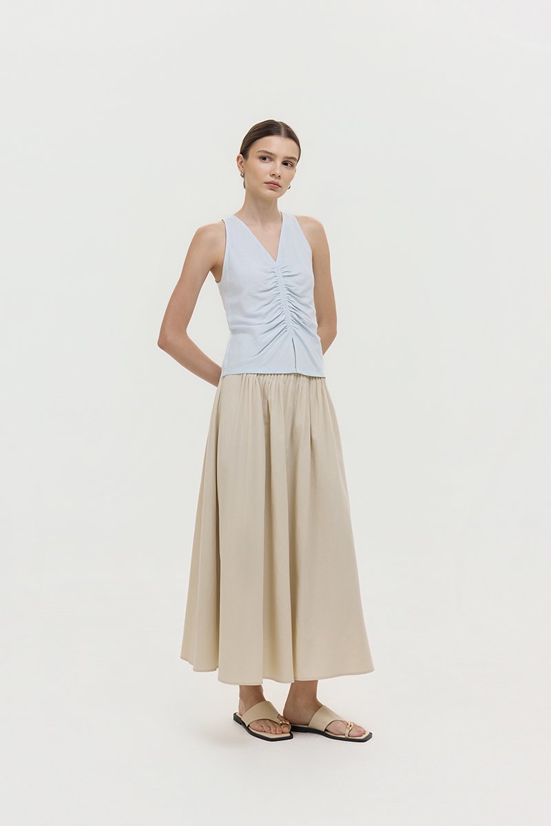*PREORDER* KATIYA RUCHED LINEN TOP