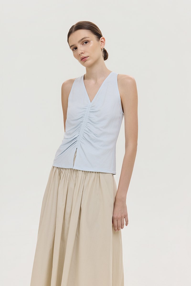 *PREORDER* KATIYA RUCHED LINEN TOP