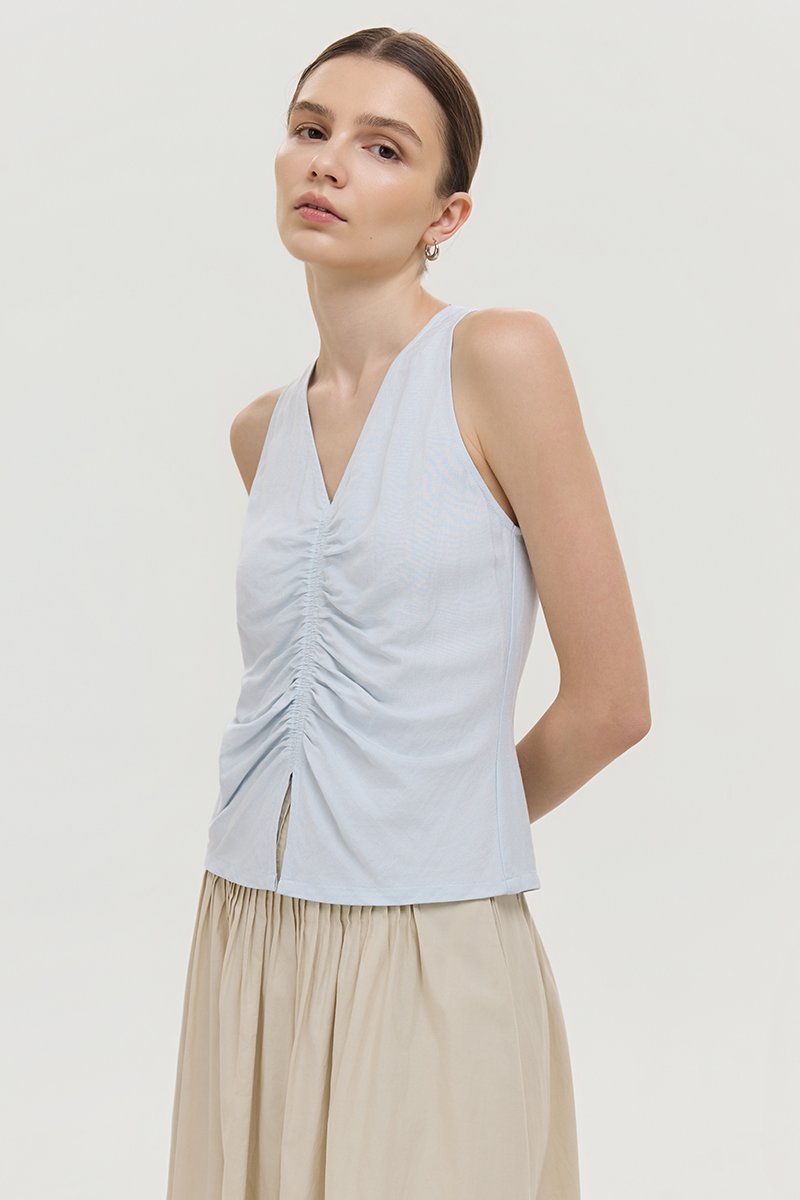*PREORDER* KATIYA RUCHED LINEN TOP