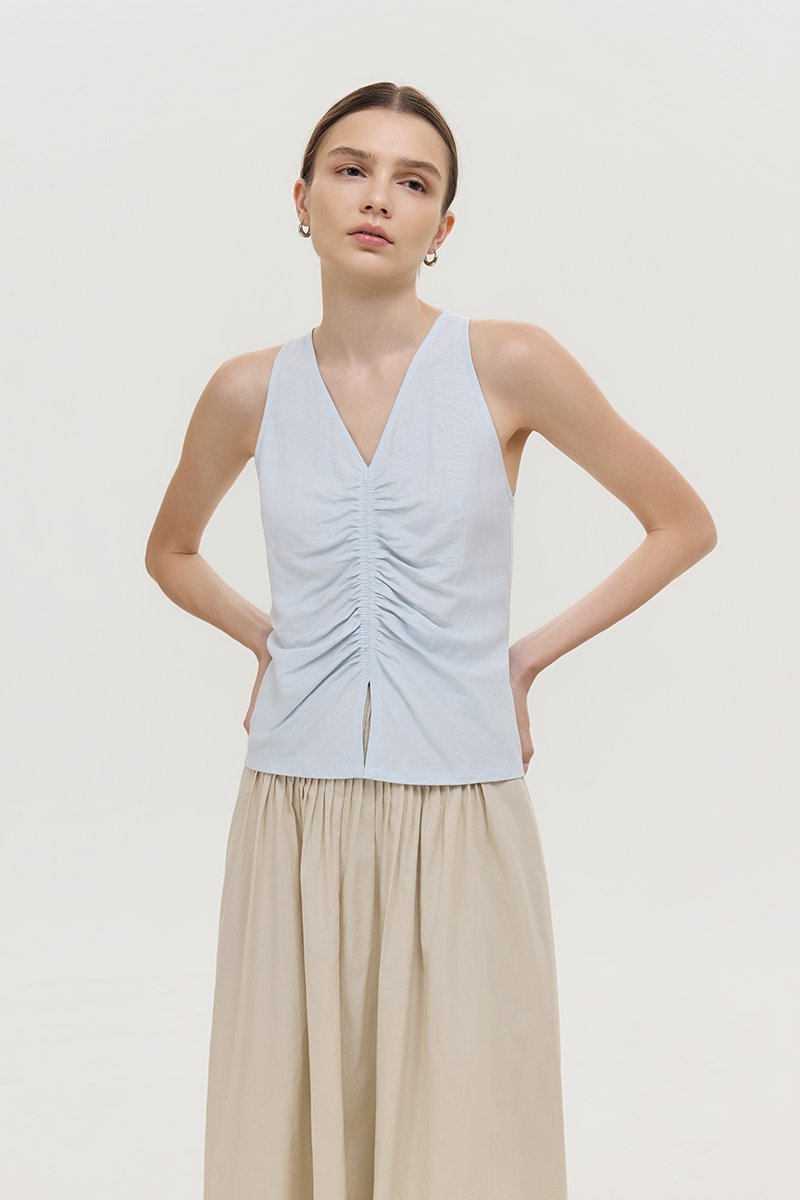 *PREORDER* KATIYA RUCHED LINEN TOP