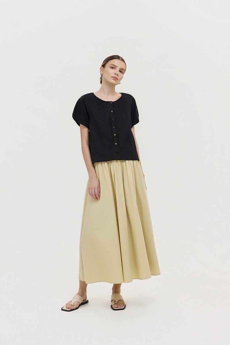 DYLIE COTTON LACE TRIM TOP