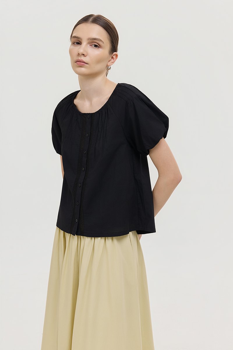 DYLIE COTTON LACE TRIM TOP
