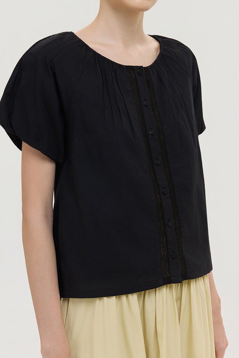 DYLIE COTTON LACE TRIM TOP