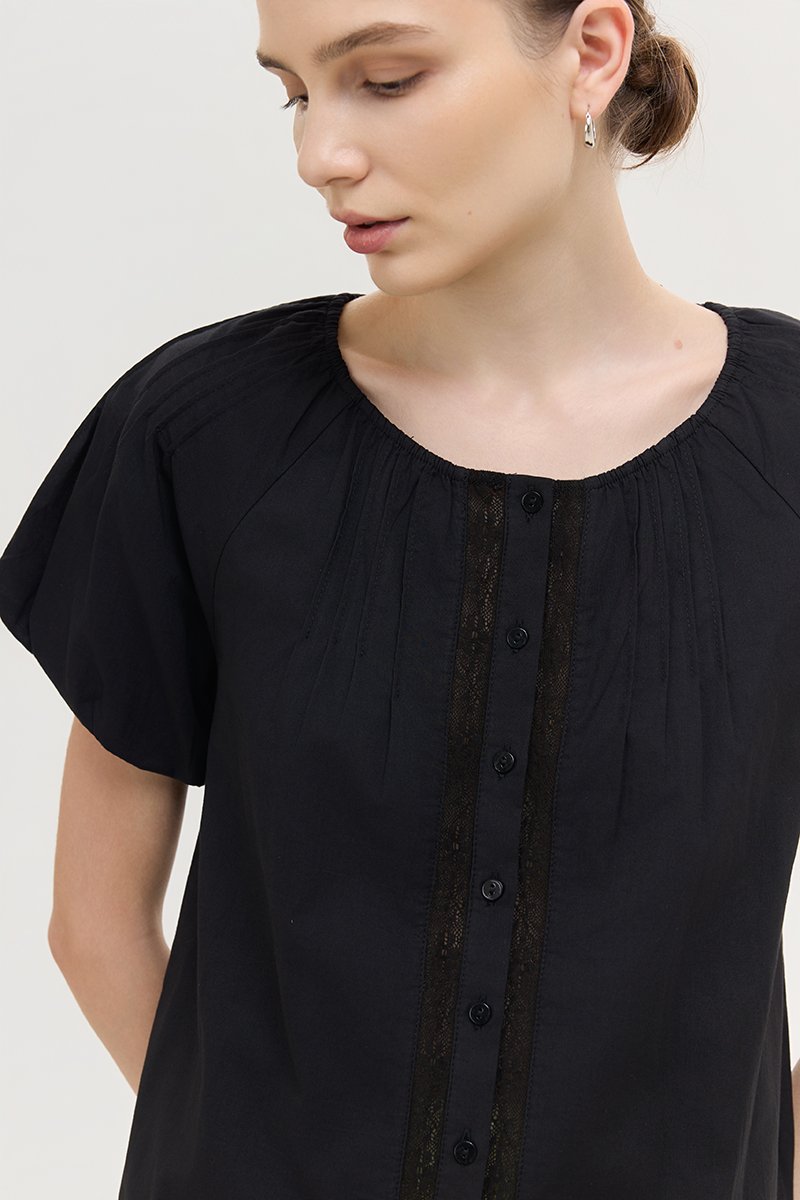DYLIE COTTON LACE TRIM TOP