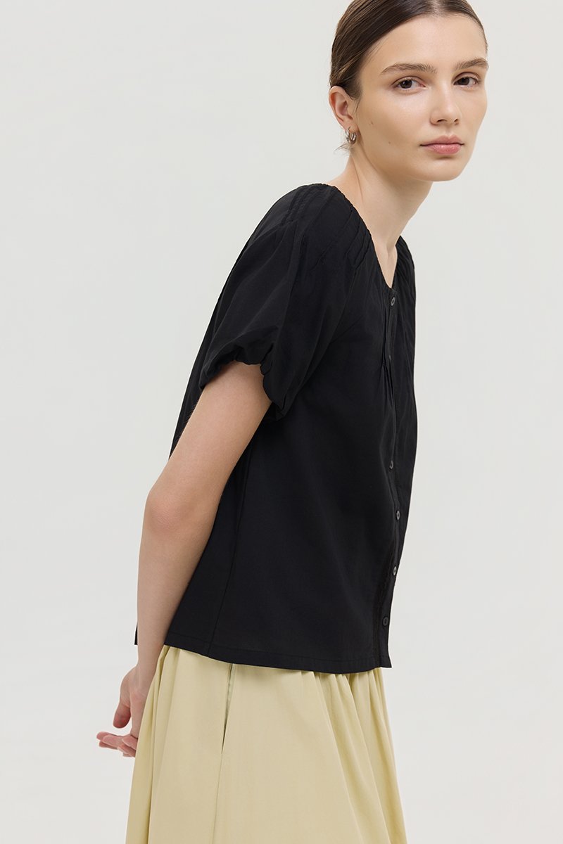 DYLIE COTTON LACE TRIM TOP