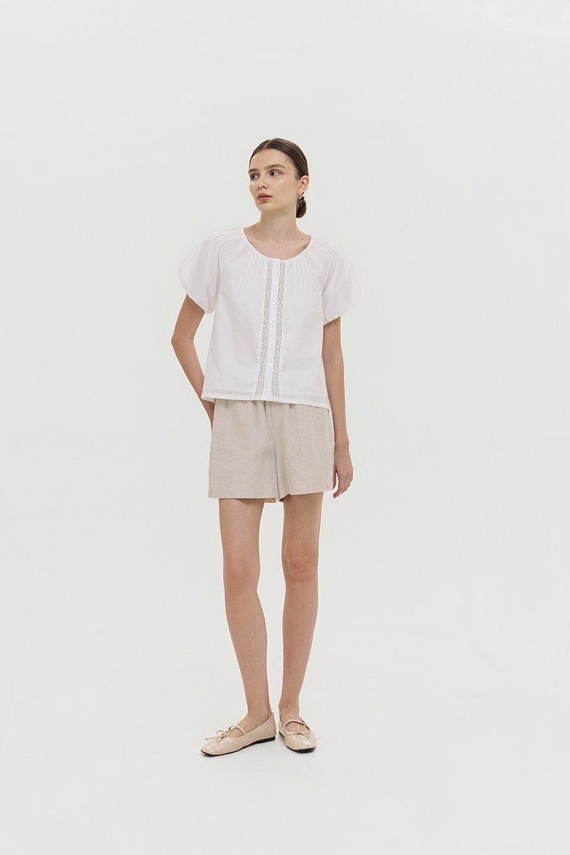 DYLIE COTTON LACE TRIM TOP