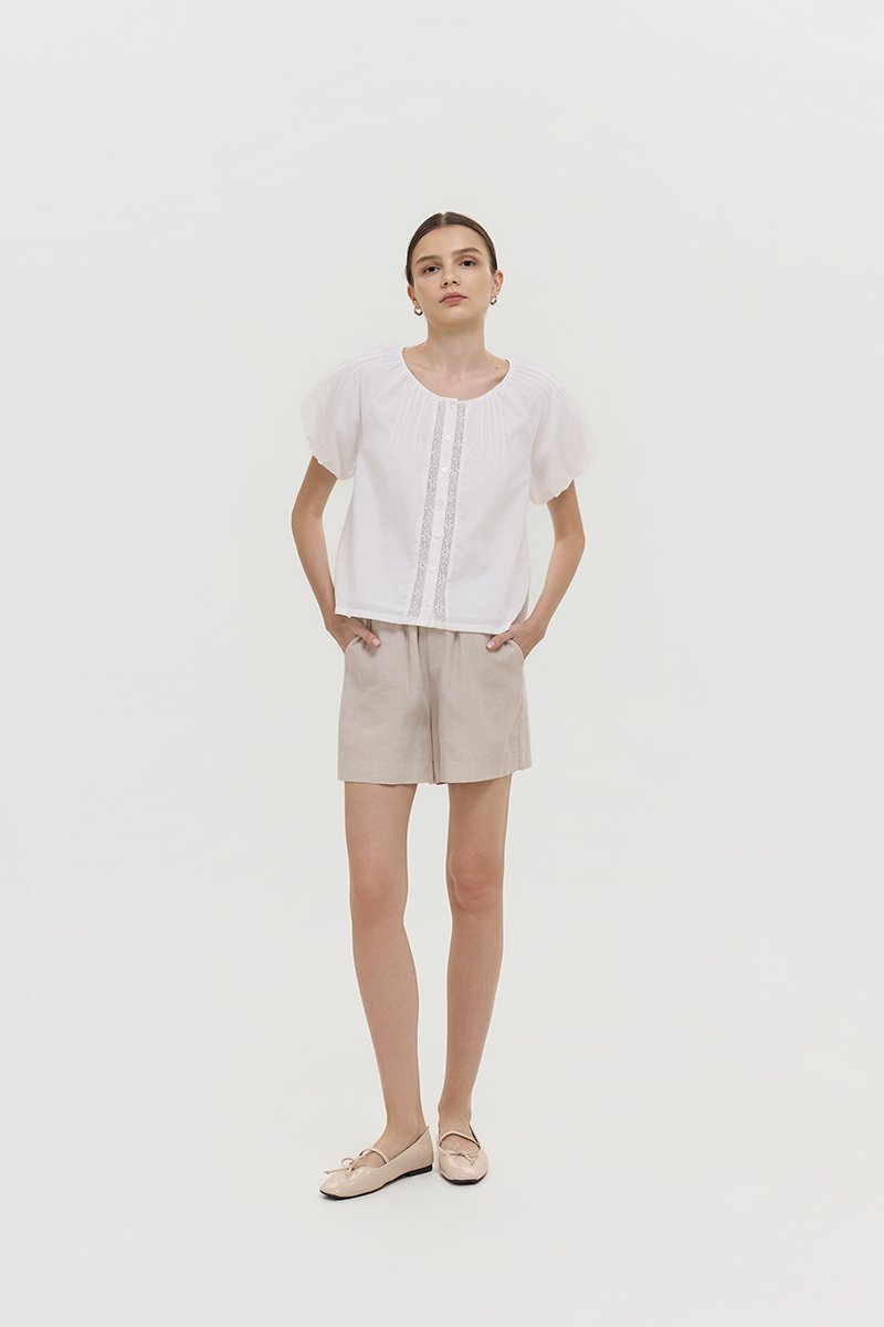 DYLIE COTTON LACE TRIM TOP