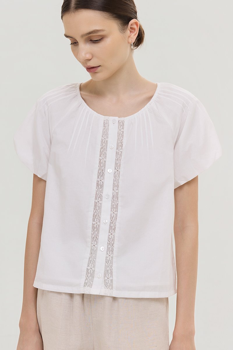 DYLIE COTTON LACE TRIM TOP
