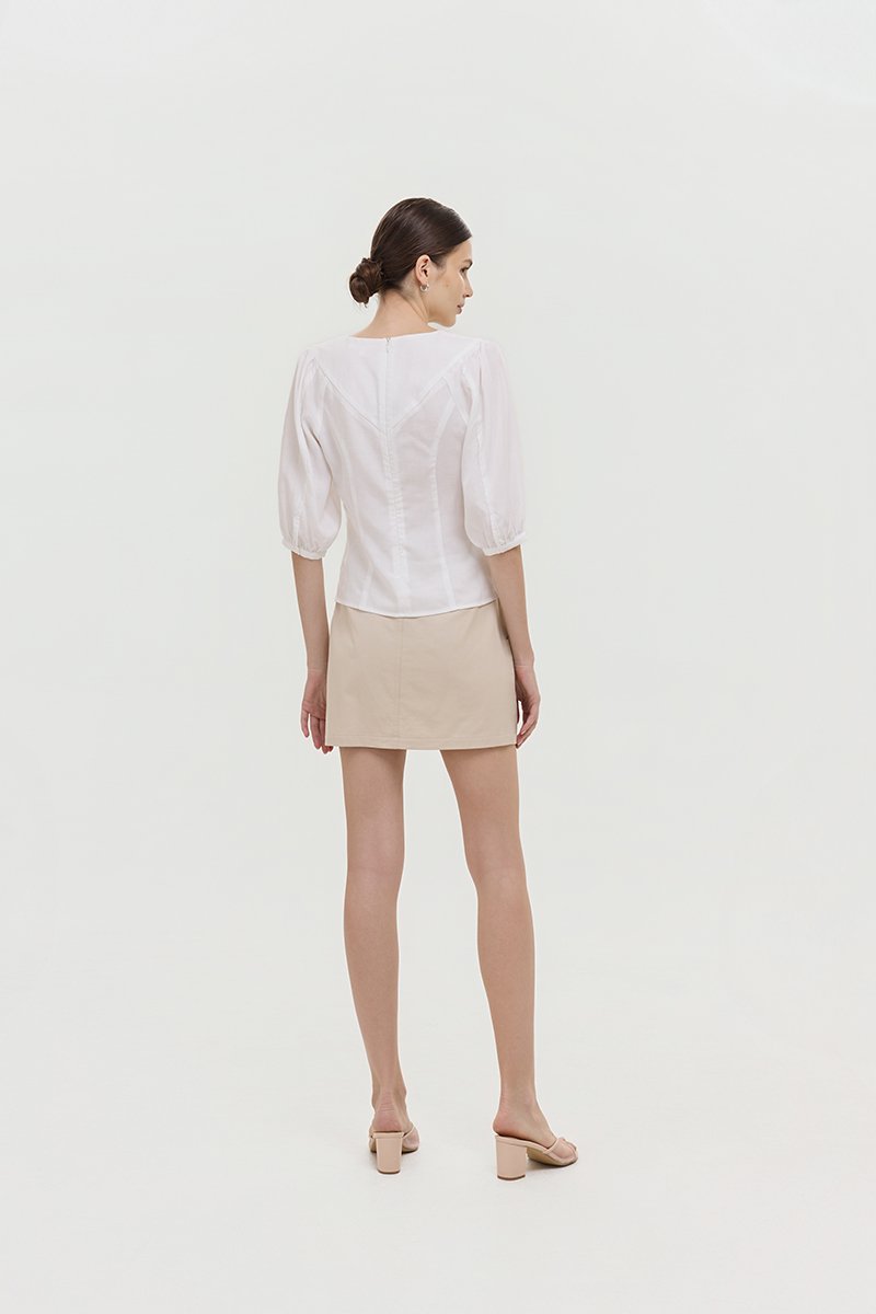 MIRANA PANELLED SLEEVED LINEN TOP