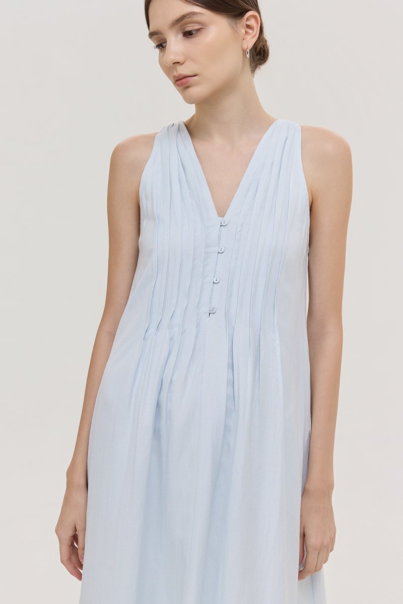 *PREORDER* RAYSA LINEN PLEATS HALTER DRESS W SASH