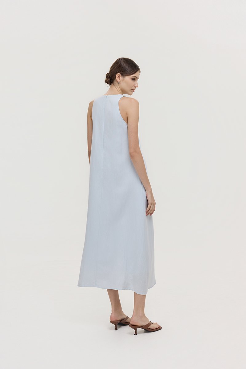*PREORDER* RAYSA LINEN PLEATS HALTER DRESS W SASH