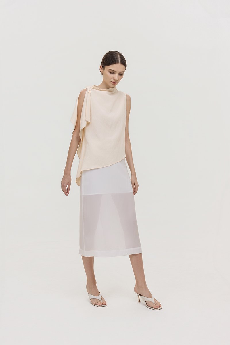 IMAYA DRAPED LINEN TOP