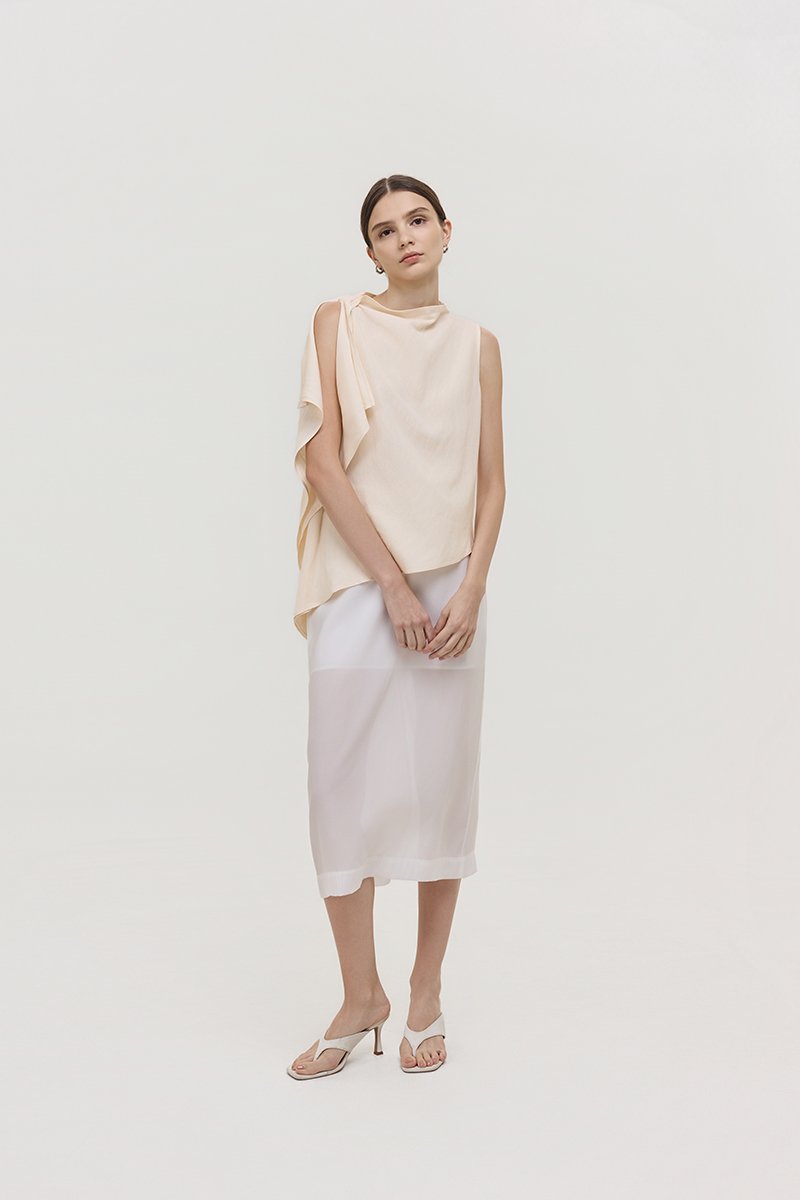 IMAYA DRAPED LINEN TOP
