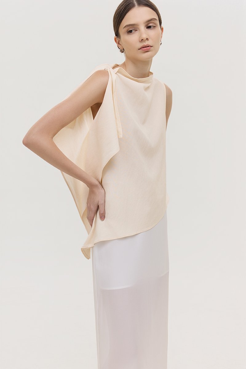 IMAYA DRAPED LINEN TOP