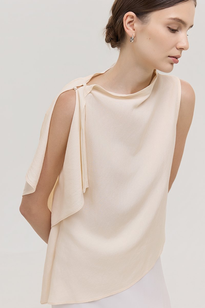 IMAYA DRAPED LINEN TOP