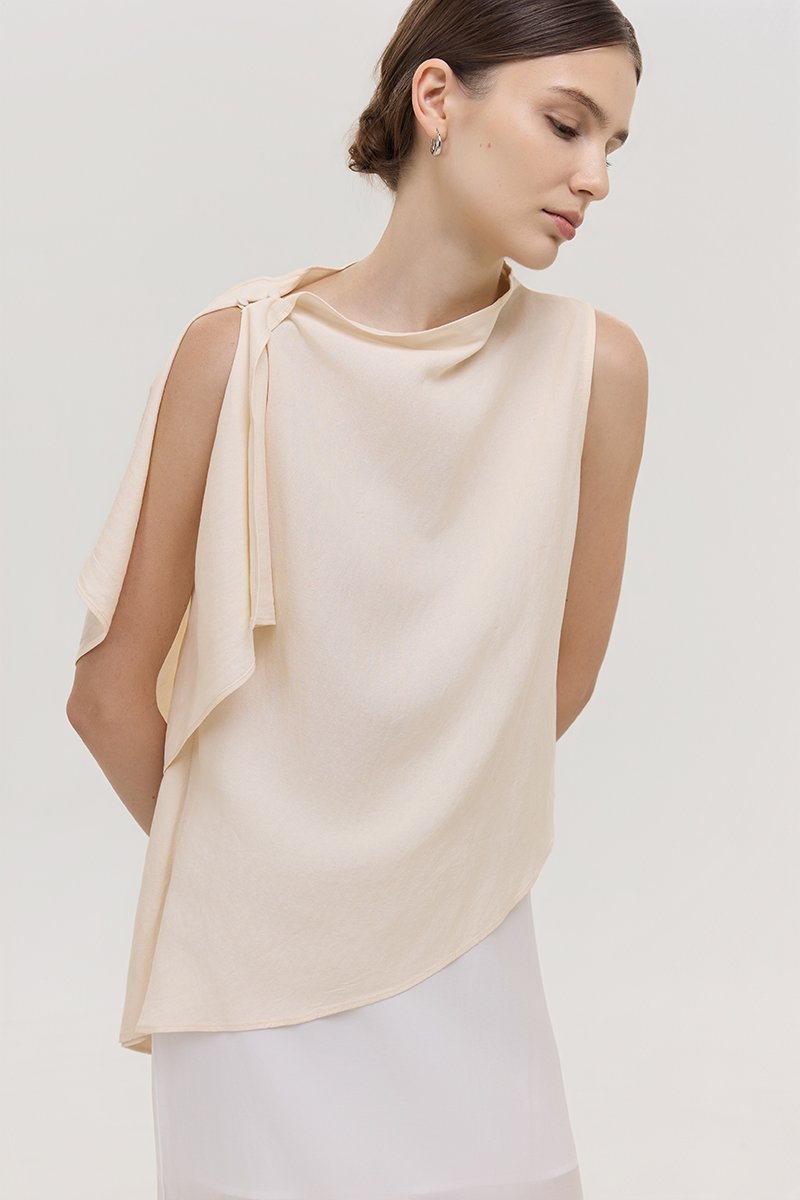 IMAYA DRAPED LINEN TOP