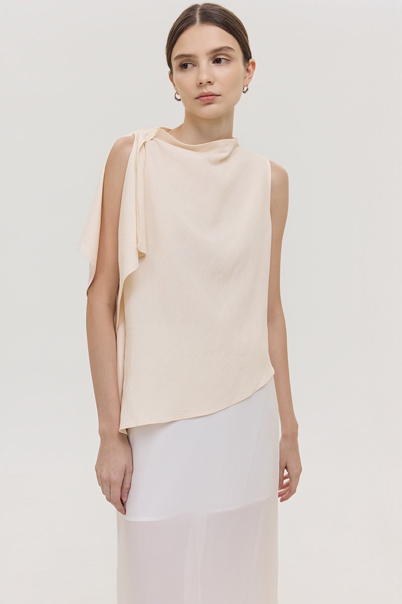 IMAYA DRAPED LINEN TOP