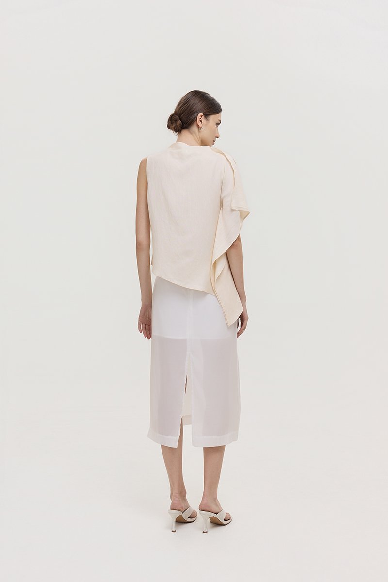 IMAYA DRAPED LINEN TOP