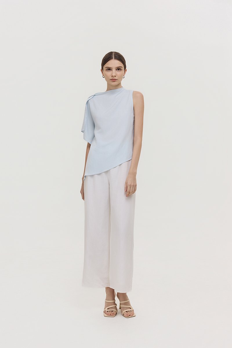 IMAYA DRAPED LINEN TOP