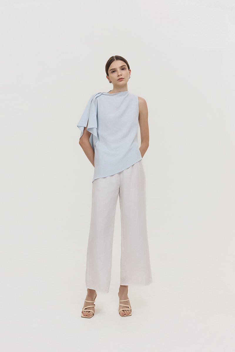 IMAYA DRAPED LINEN TOP