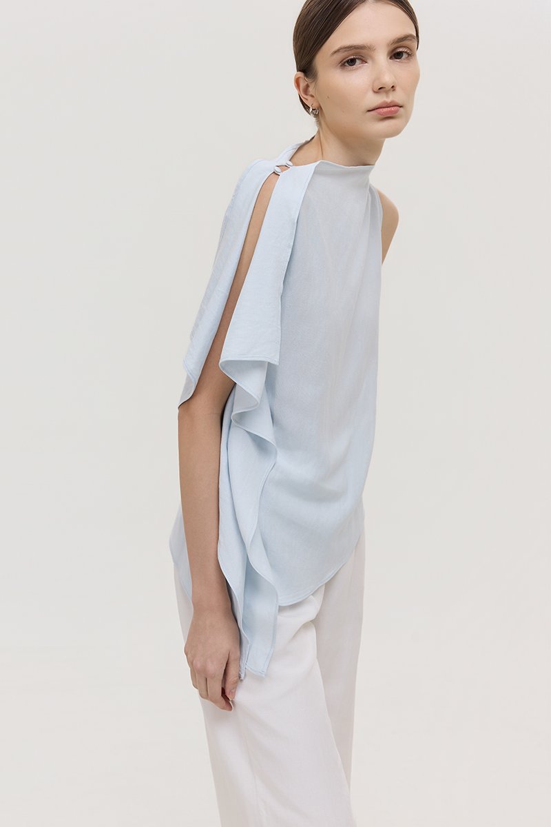 IMAYA DRAPED LINEN TOP