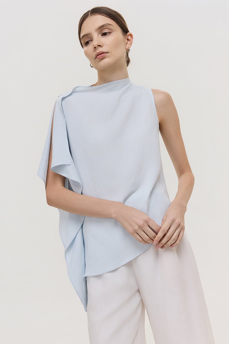 IMAYA DRAPED LINEN TOP