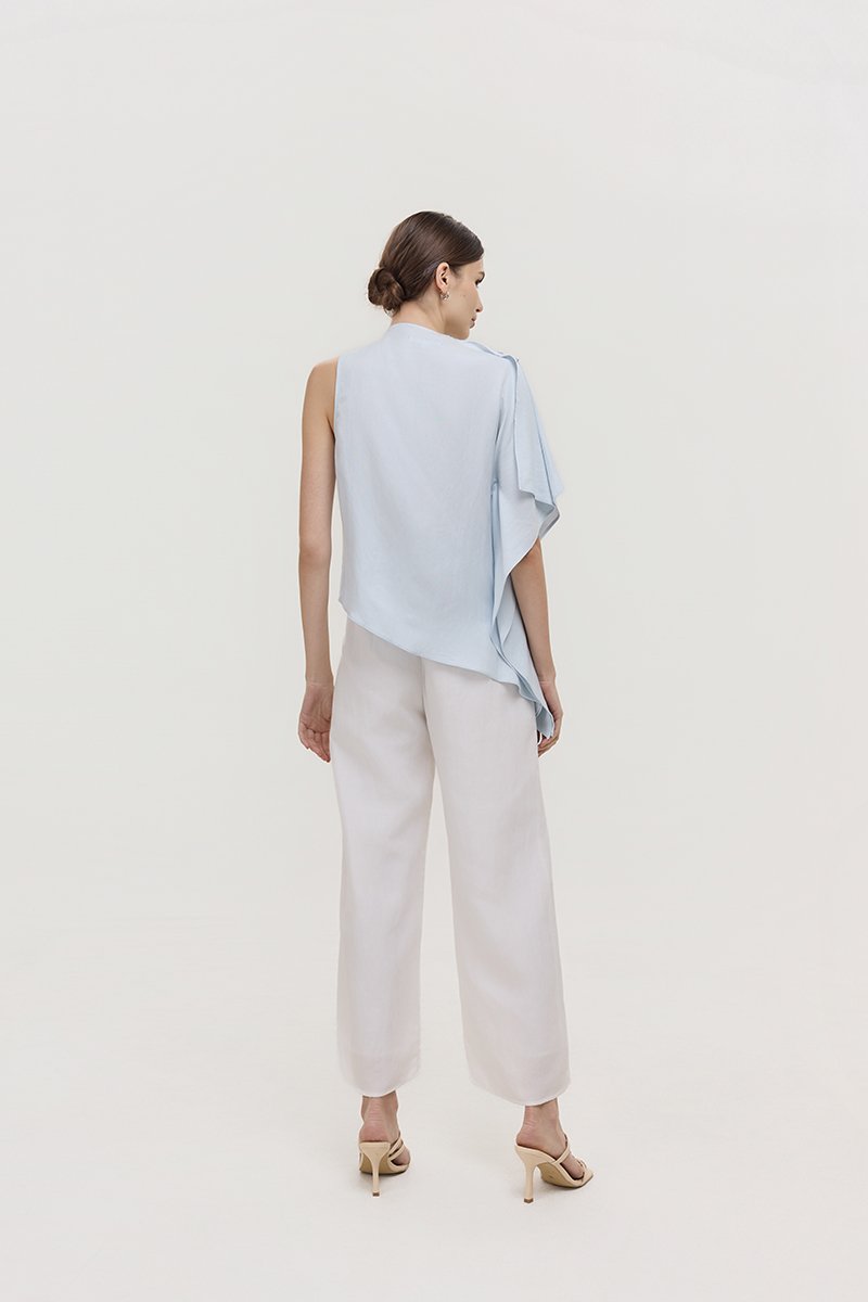 IMAYA DRAPED LINEN TOP