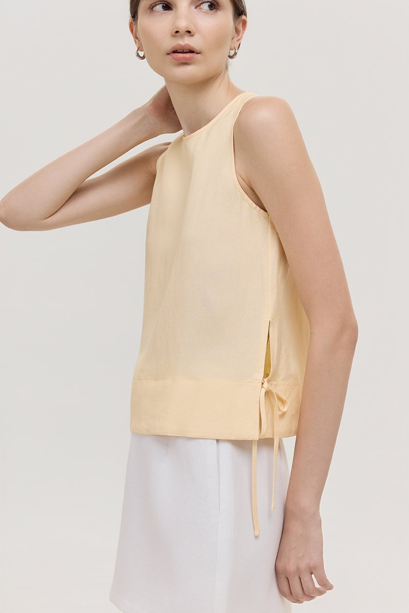 MARLOW SIDE TIE LINEN TOP