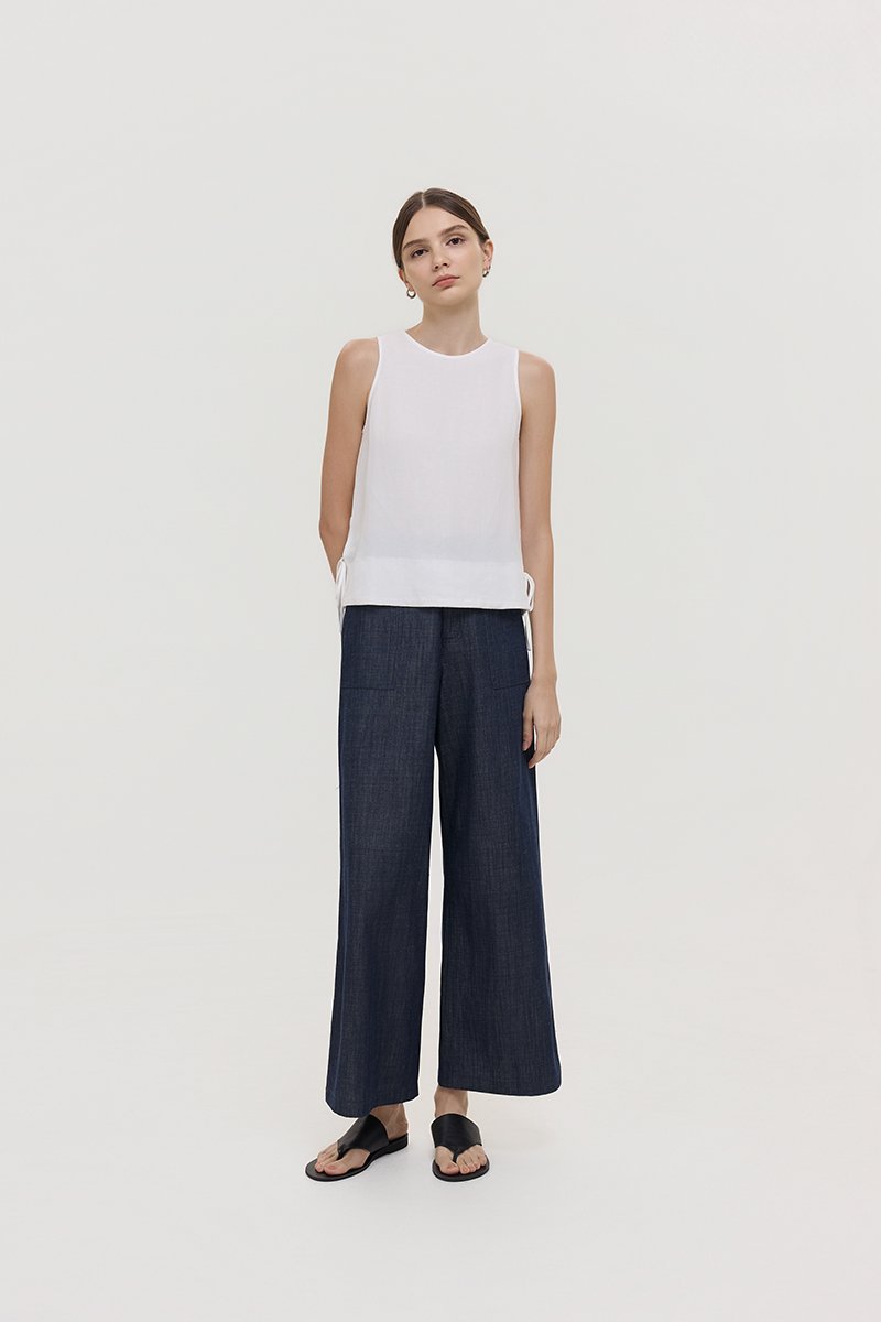 MARLOW SIDE TIE LINEN TOP