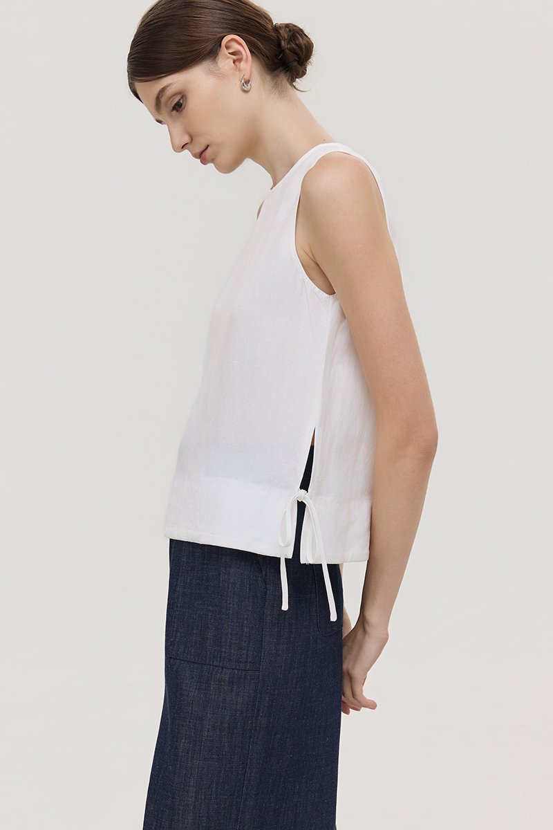 MARLOW SIDE TIE LINEN TOP