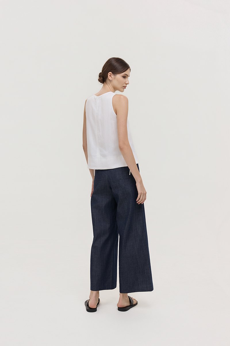 MARLOW SIDE TIE LINEN TOP
