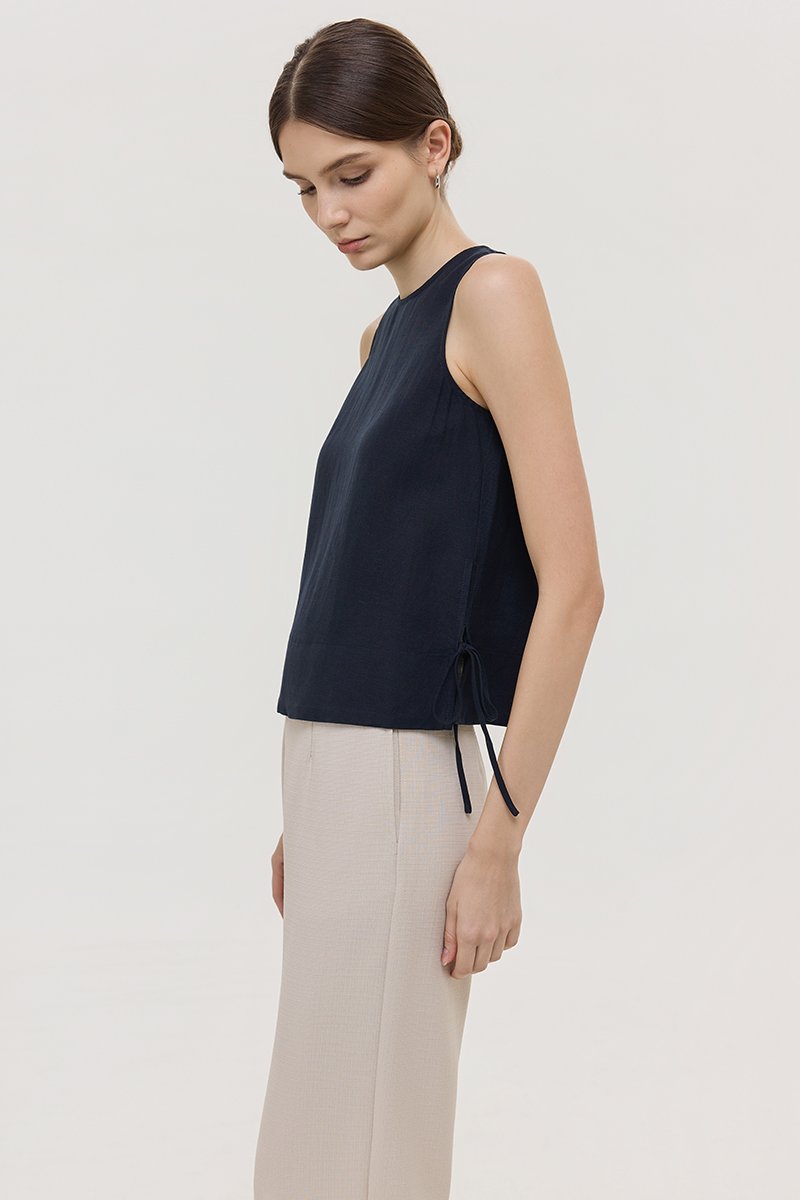 MARLOW SIDE TIE LINEN TOP