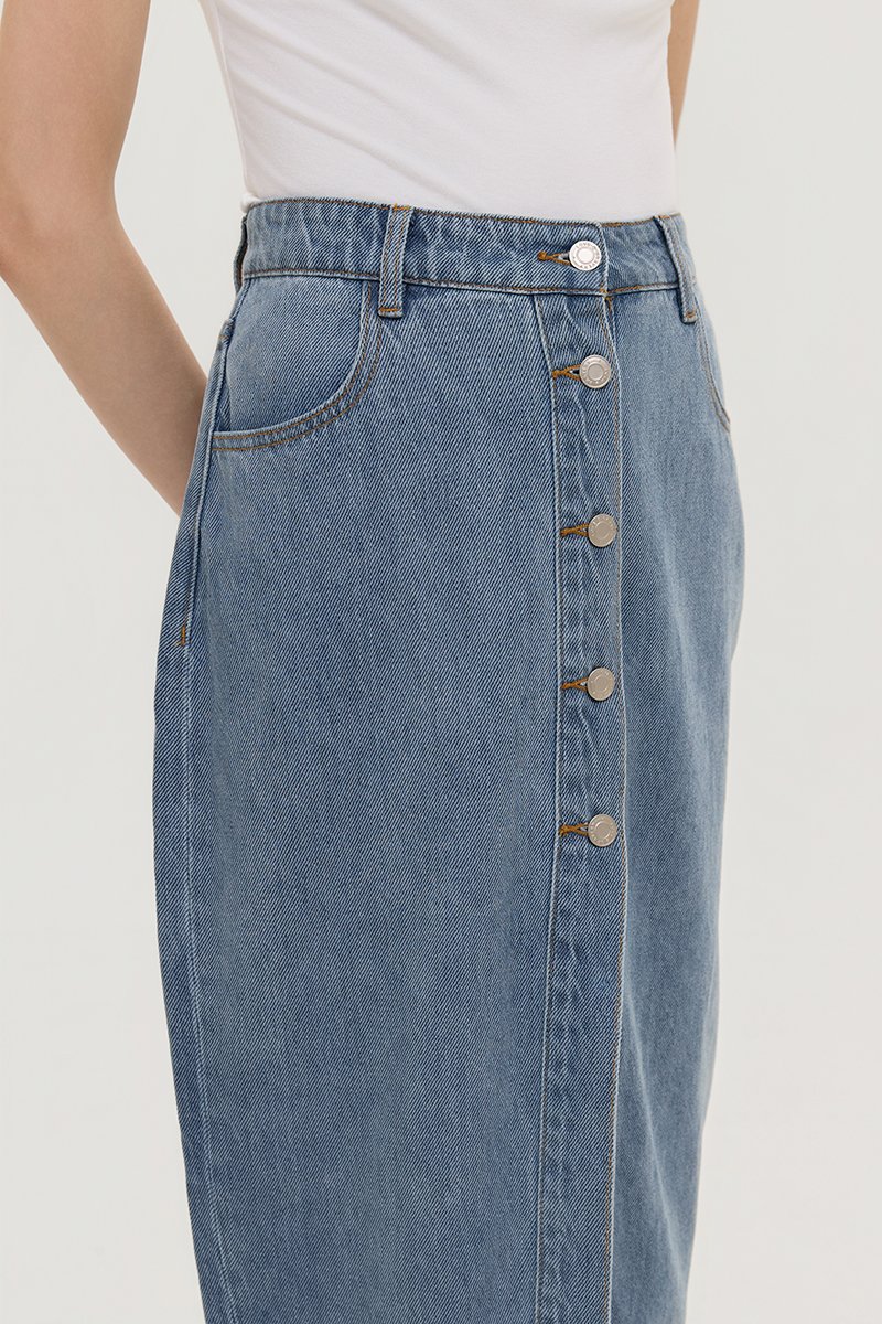 MARC BUTTONDOWN DENIM MIDI SKIRT