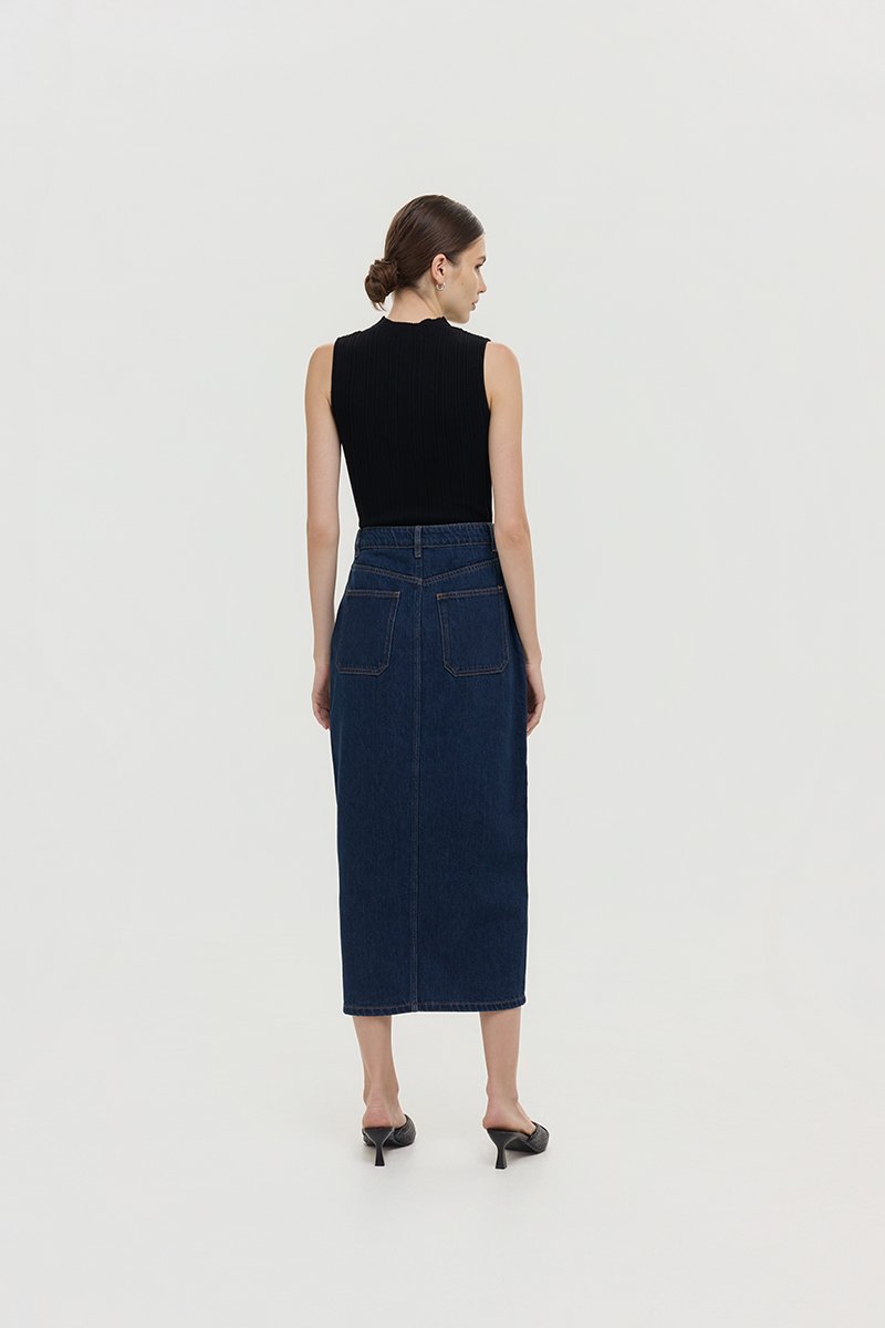 MARC BUTTONDOWN DENIM MIDI SKIRT