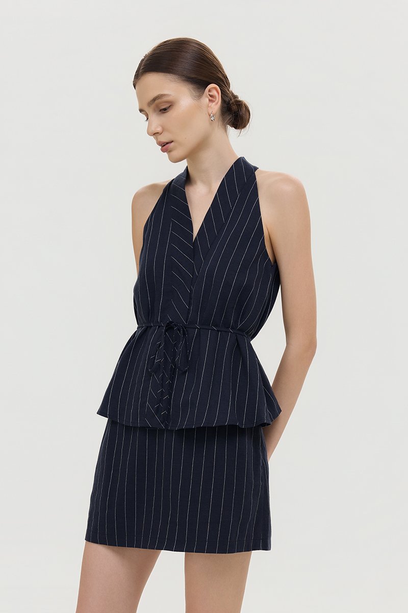 KYRA STRIPE LINEN SKORTS